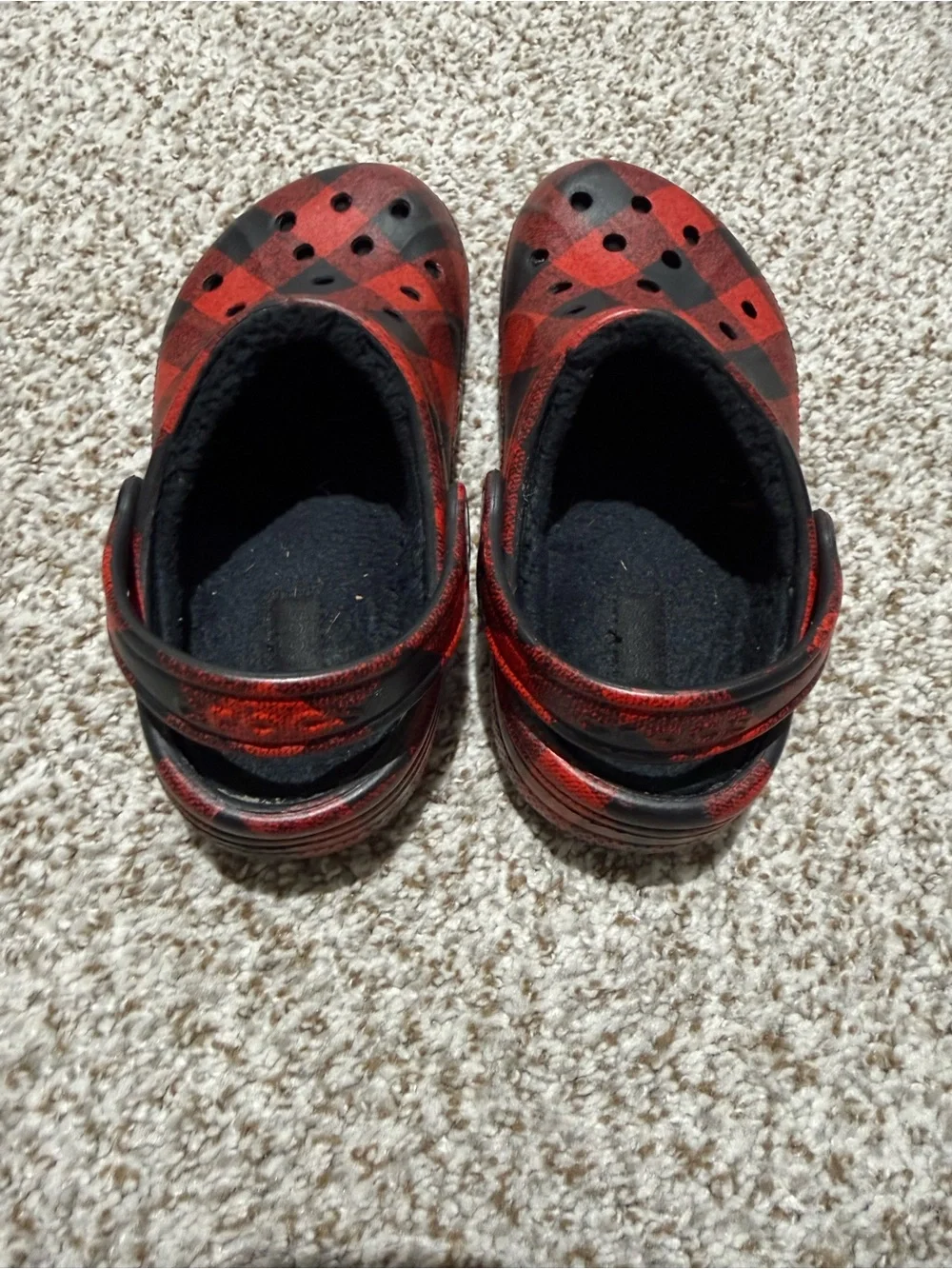Kids Red Plaid Slip-On Clogs, with heel strap
